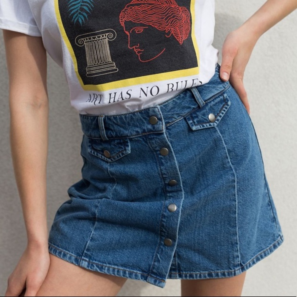 BDG Sadie Denim Button-Front Mini Skirt
